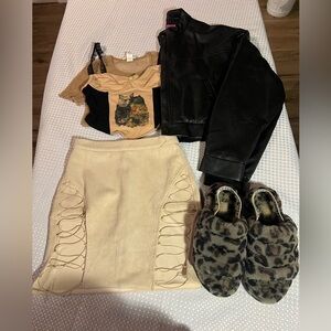 Meshki Cream Lace-Up Mini Skirt